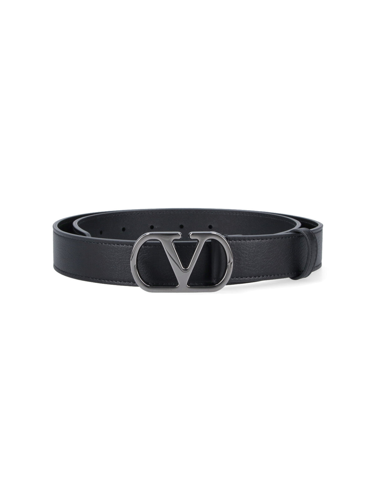 Black Polished Leather Classic Buckle Belt