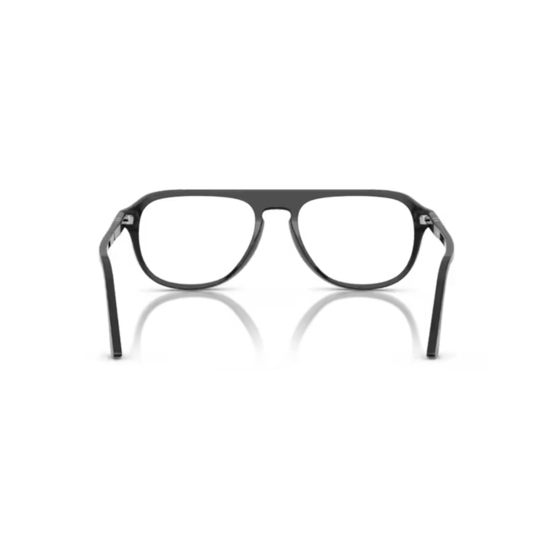 0po3368v Polished Black Acetate Aviator-Inspired Sunglasses with Silver Accents
