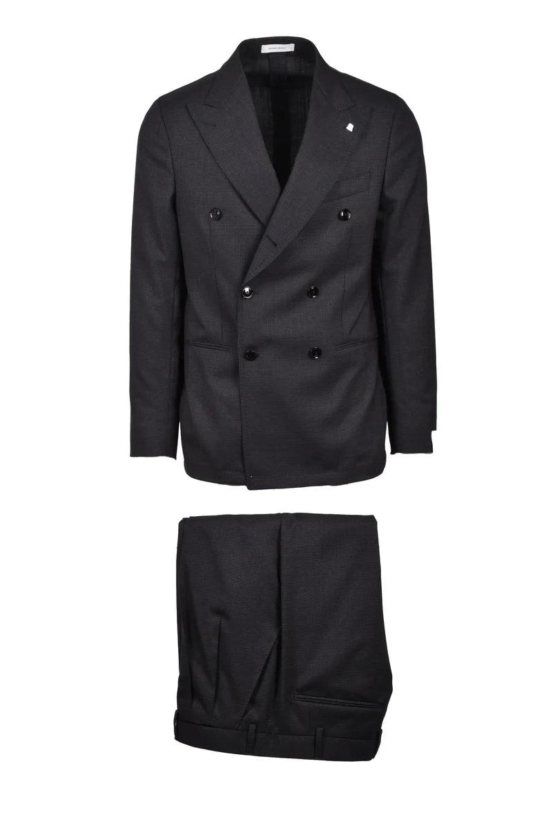 Virgin Wool Suit - Grey/Black