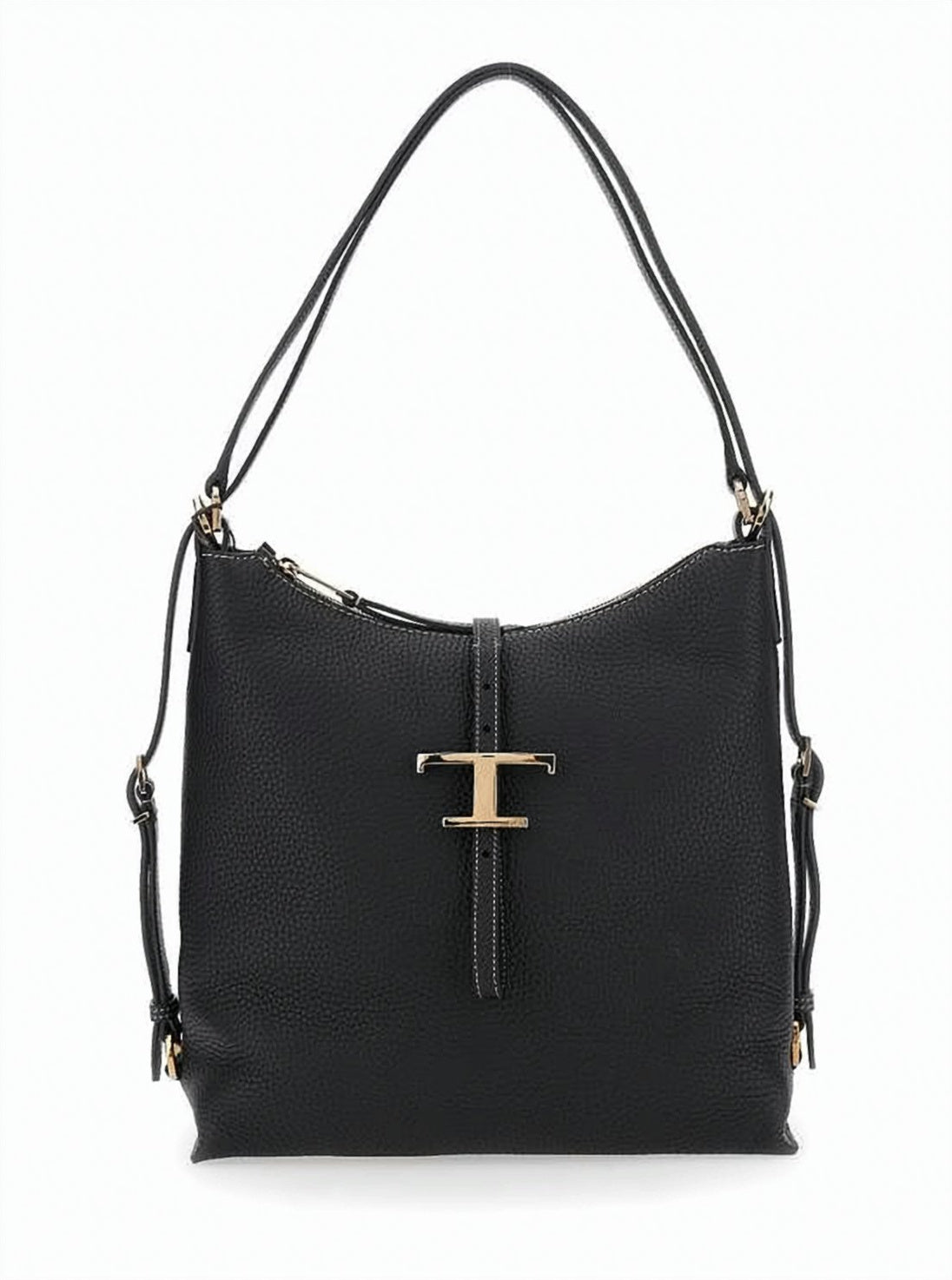 Structured Pebbled Leather Small Shoulder Bag