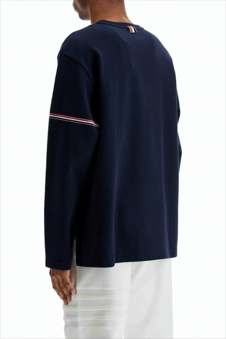 Boxy Cropped Long-Sleeve Shirt with Striped Details