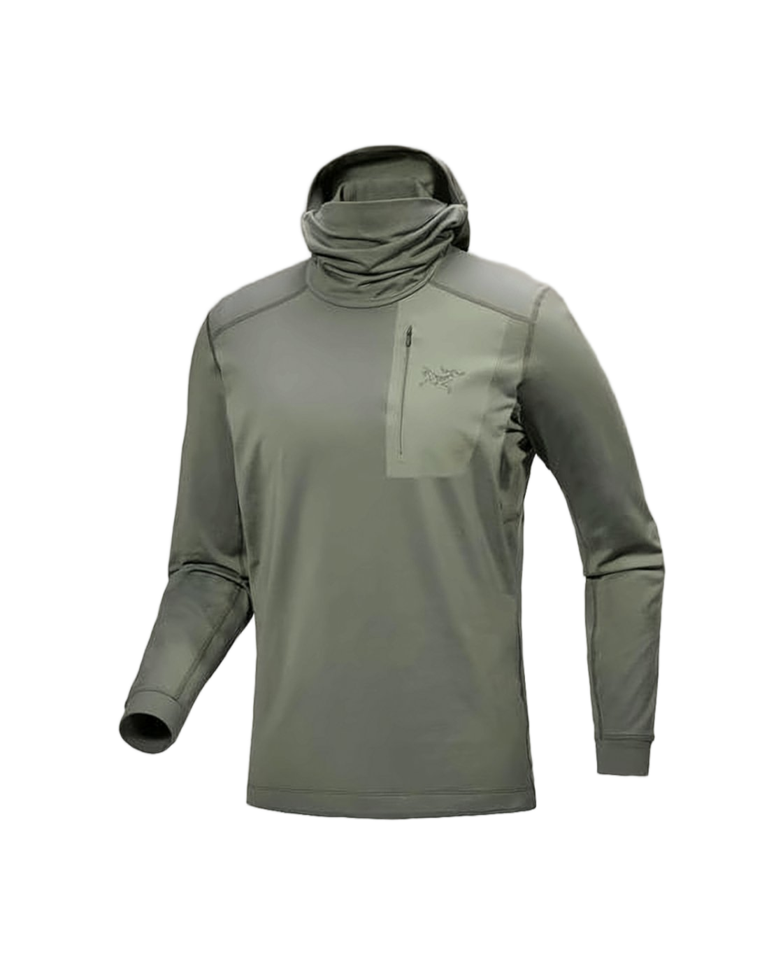 Integrated Hooded Sweatshirt With High Neck And Zippered Pocket
