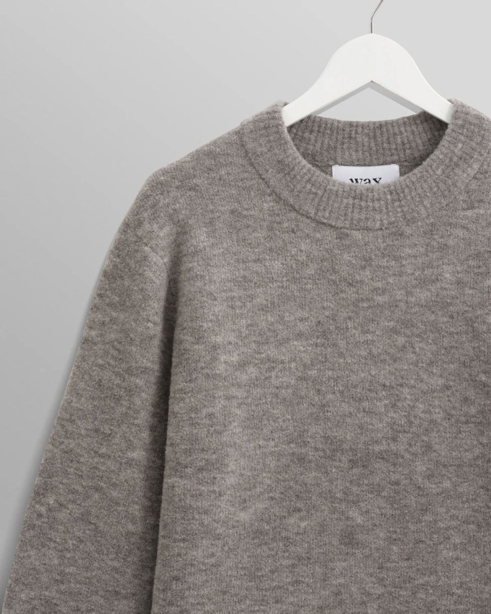 Soft Grey Marl Midweight Knit Crewneck Sweater