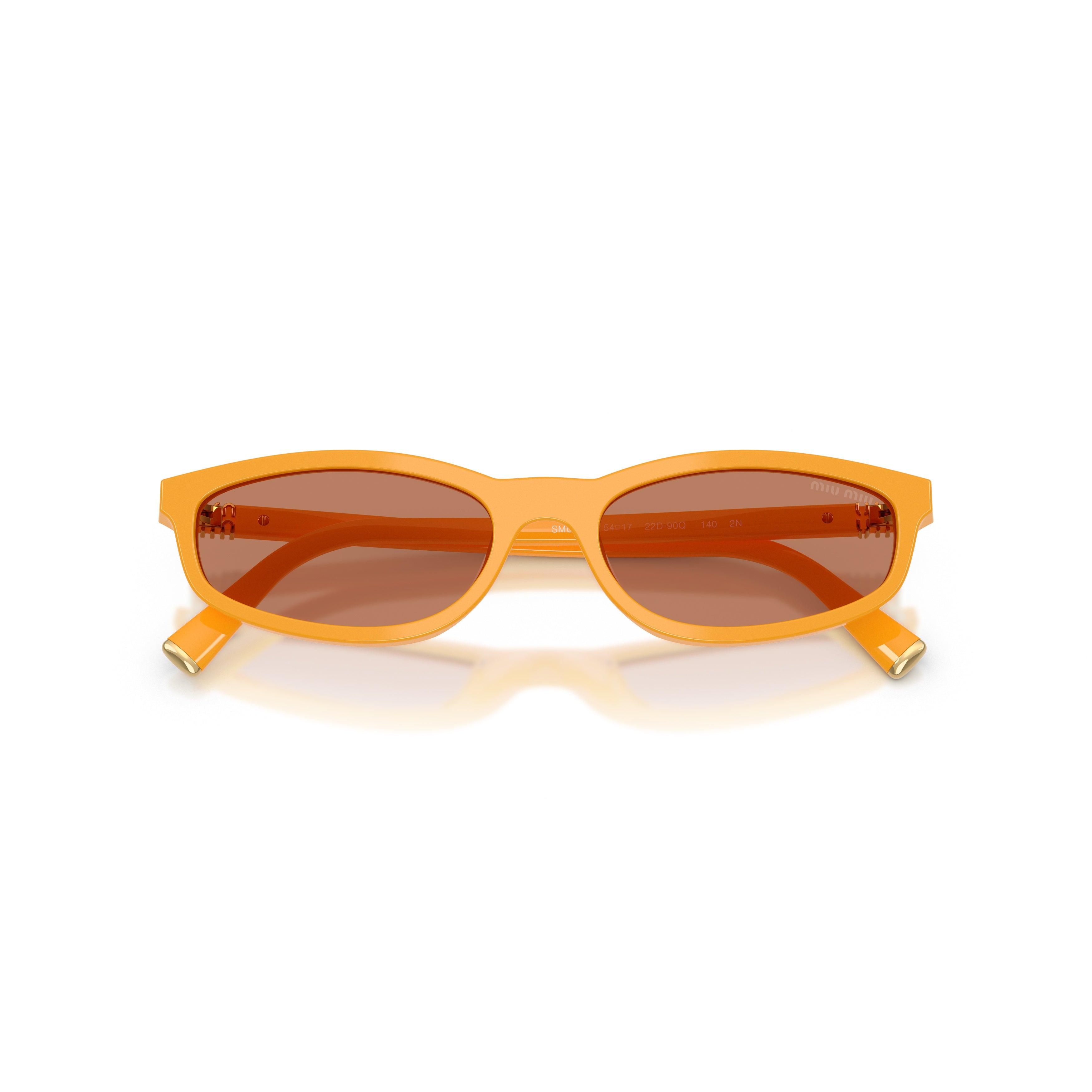 Rectangular Orange Acetate Sunglasses with Metallic Accents