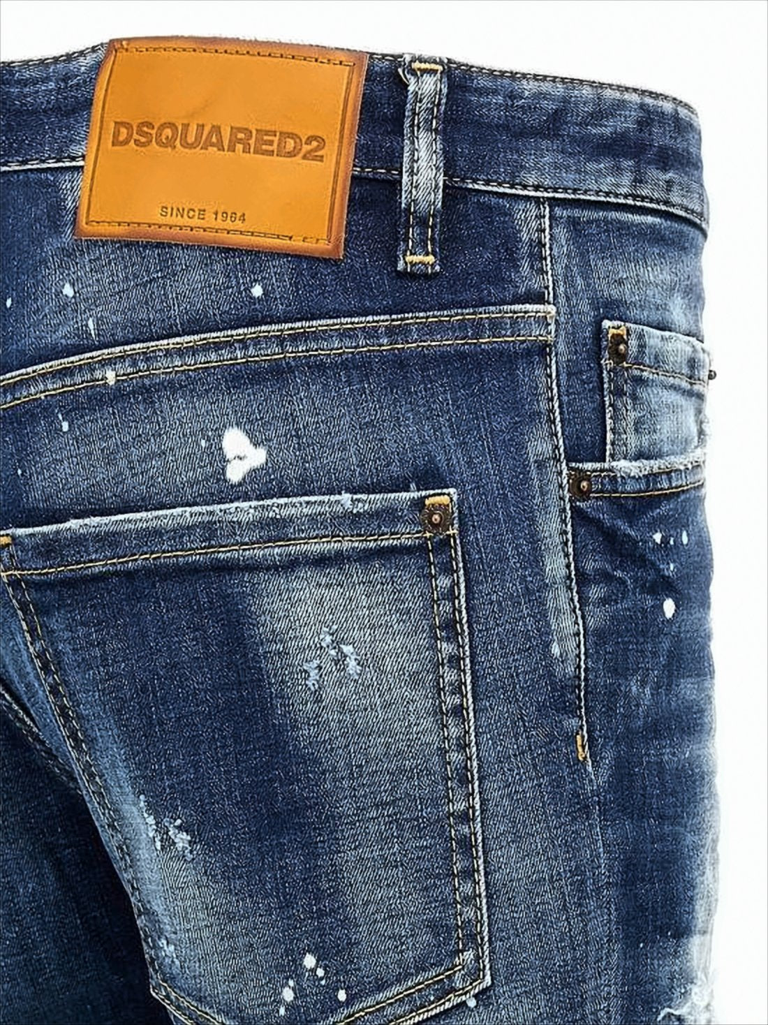 Distressed Dark Blue Slim-Fit Denim Pants