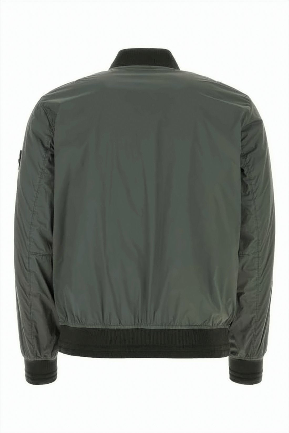 Smooth-Finish Dark Green Bomber Jacket