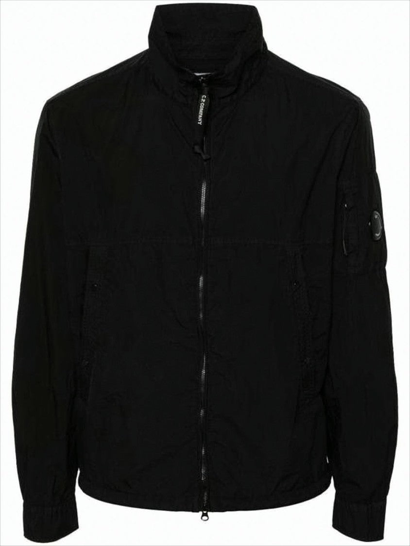 High-Collar Black Polyamide Casual Jacket
