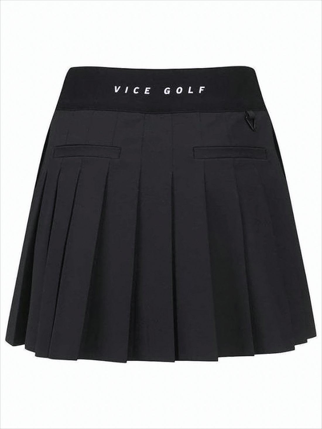 Pleated Black Skirt with Structured Waistband and Discreet Pockets