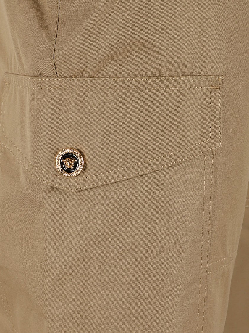 Panelled Cargo Trousers With Topstitching Detail