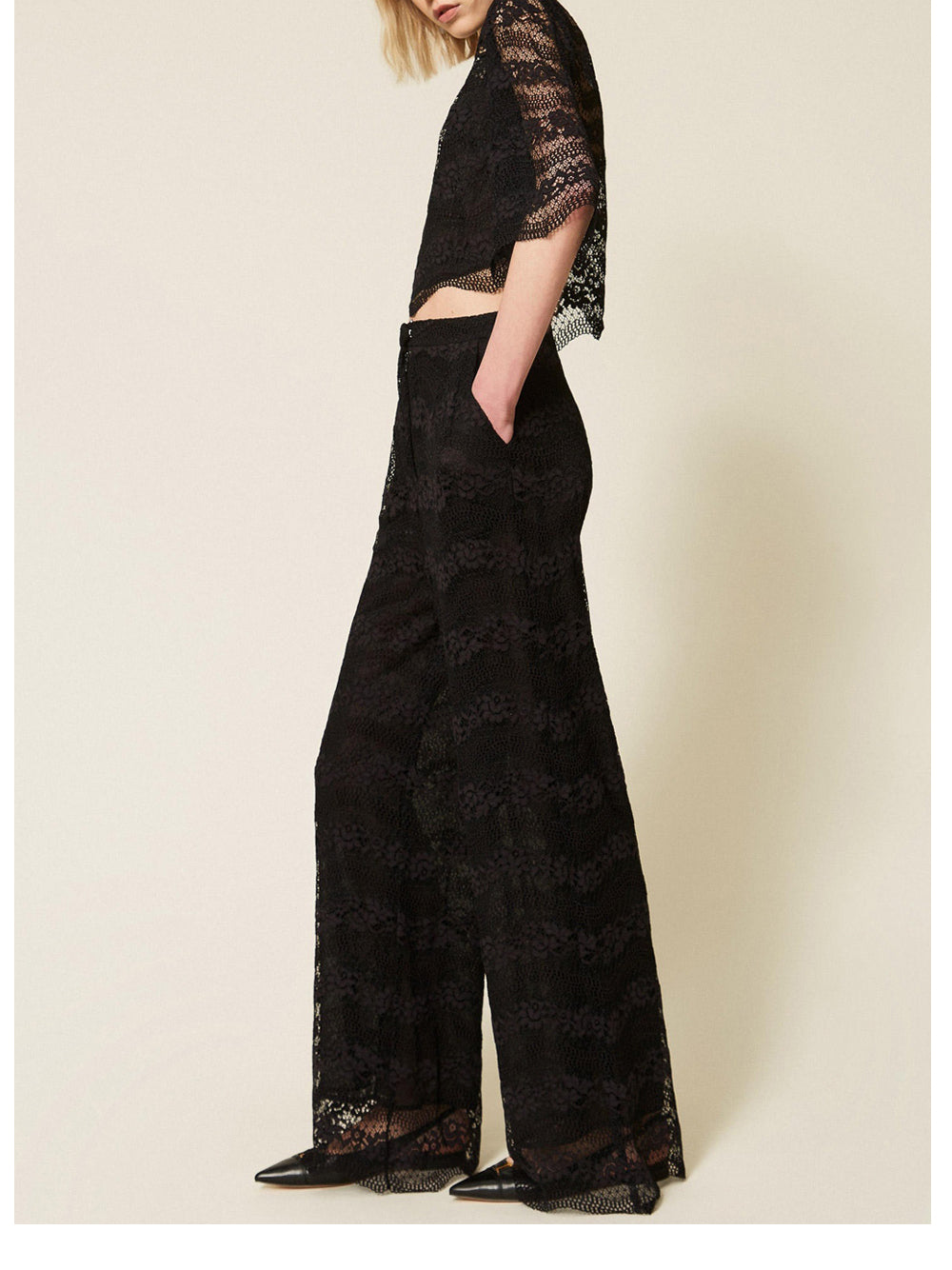 Macramé Wide-Leg Pants