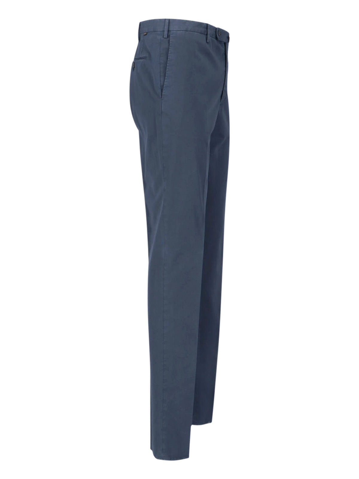 Blue Mid-Rise Straight-Leg Tailored Trousers