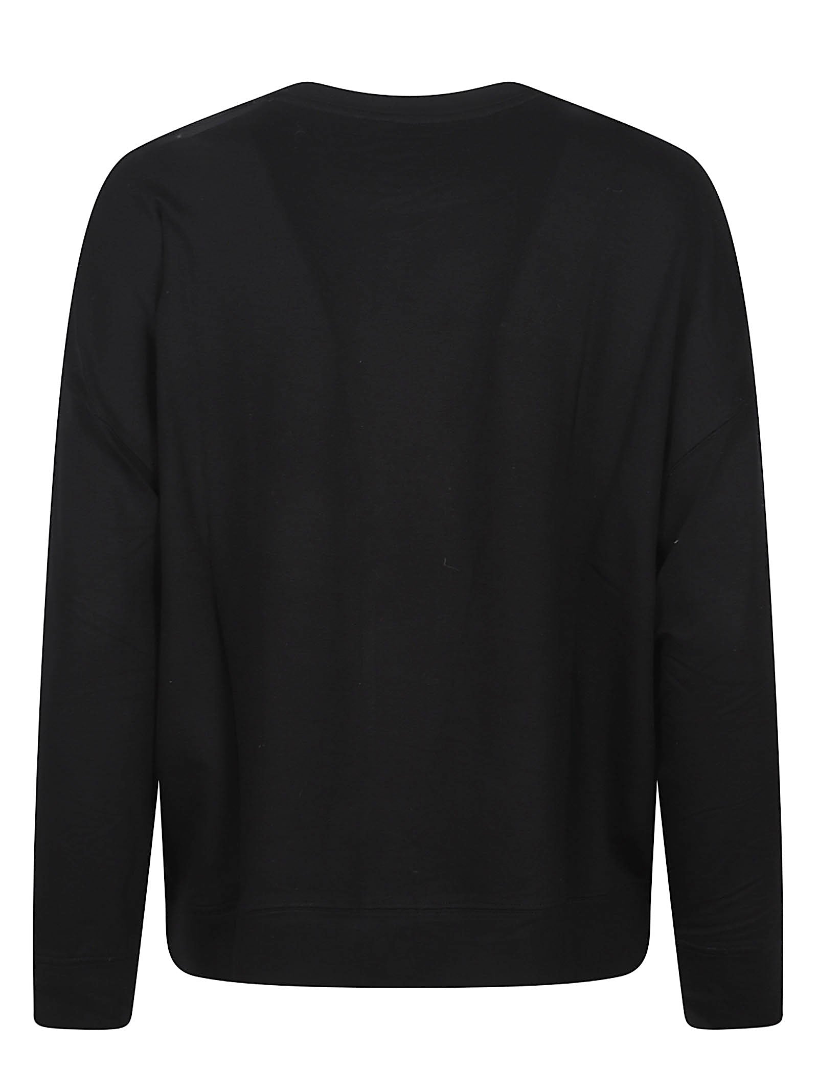 Cropped Black Sweatshirt with Round Neckline