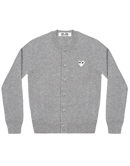 Wool Cardigan with Emblem and Ribbed Details
