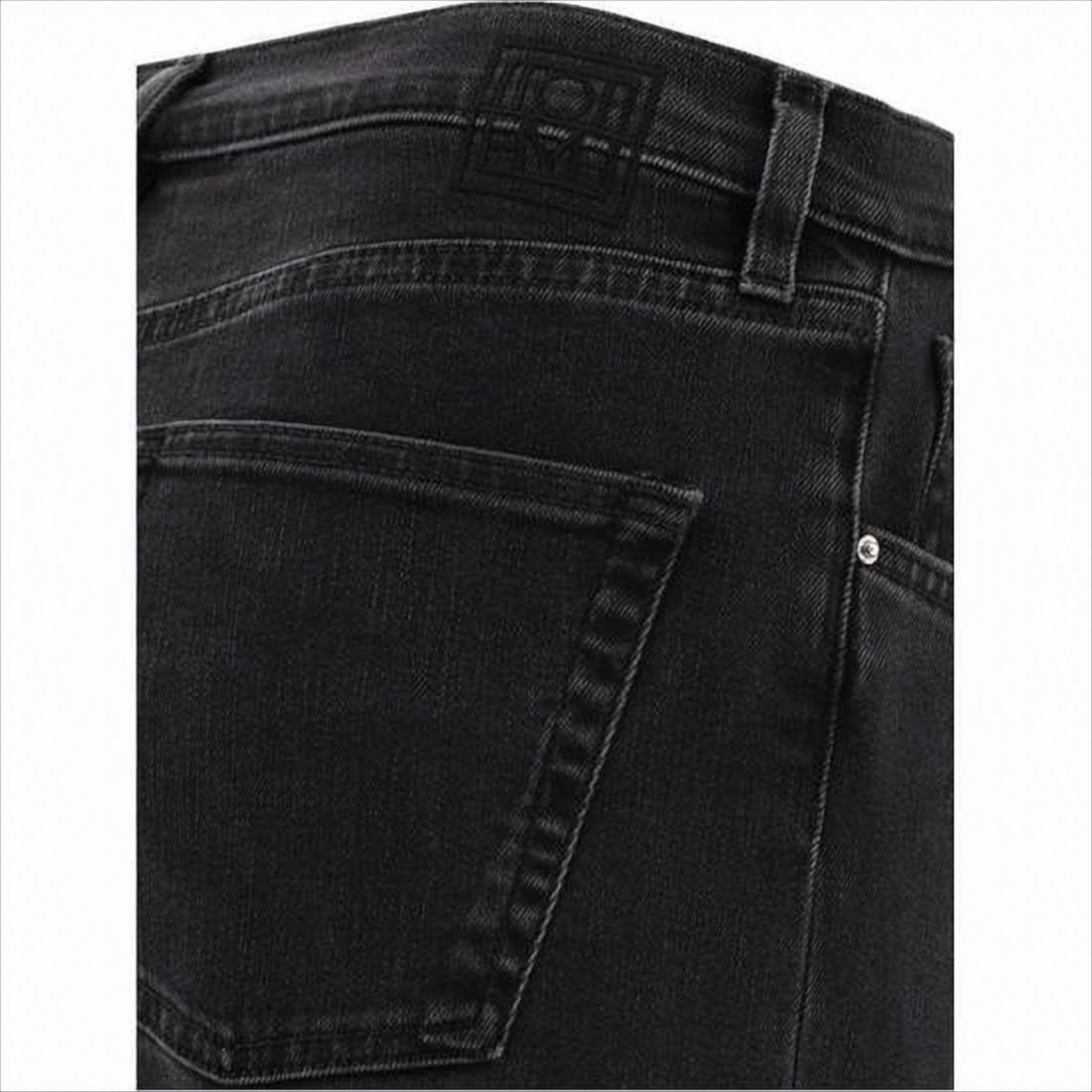 Black Denim Pants with Five-Pocket Design and Tapered Fit