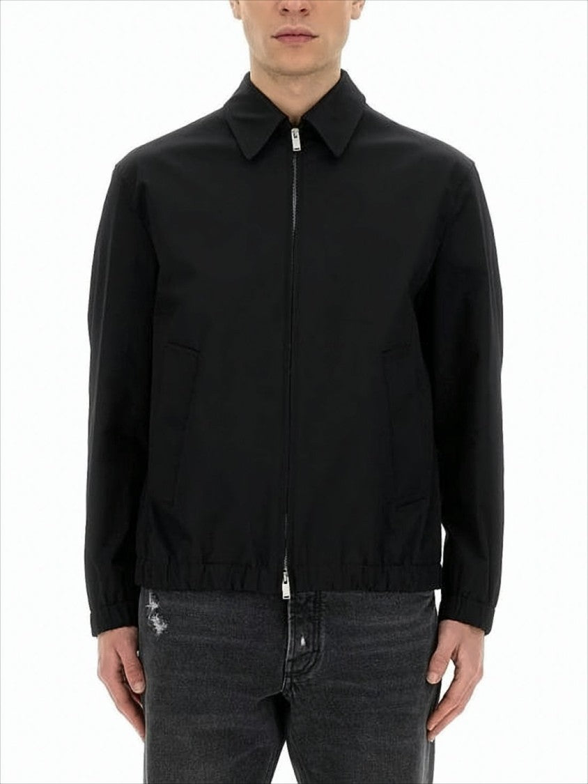 Black Jacket with Zip Front and Elasticized Cuffs