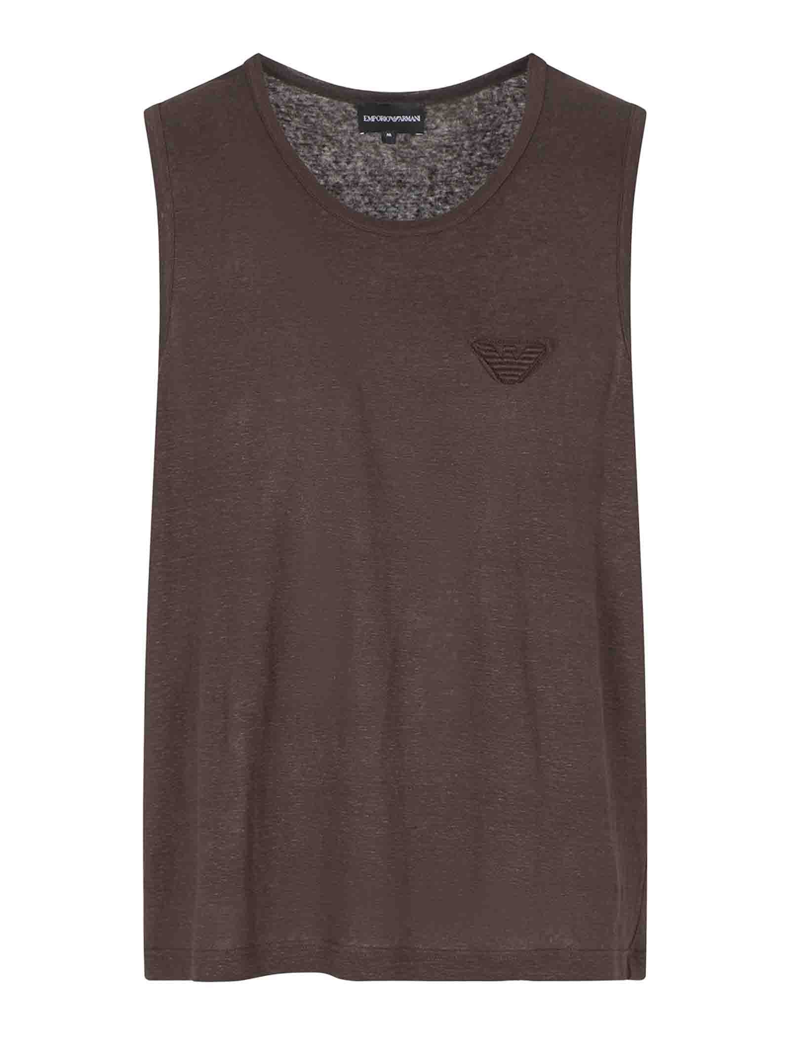 Stretch Linen Crew Neck Tank Top