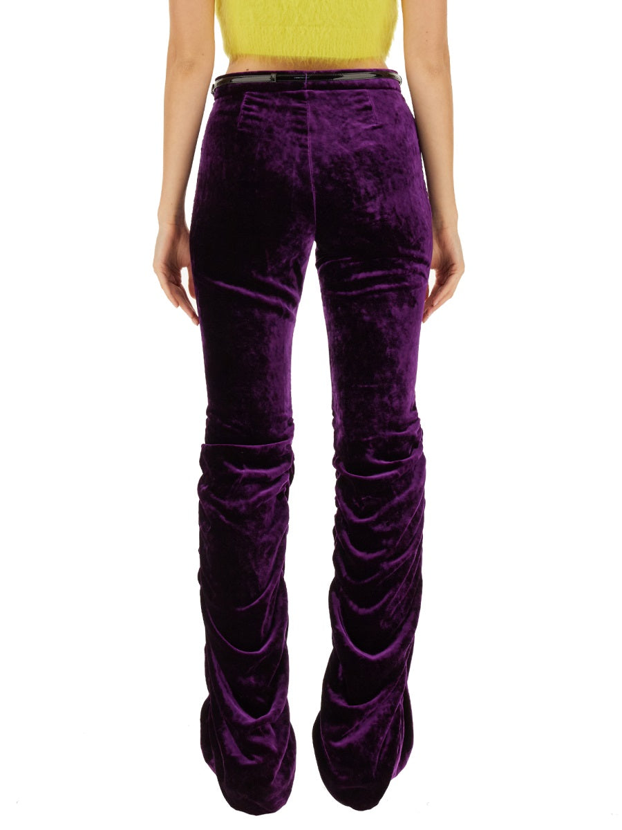 Tailored Velvet Pants with Straight Leg Cut