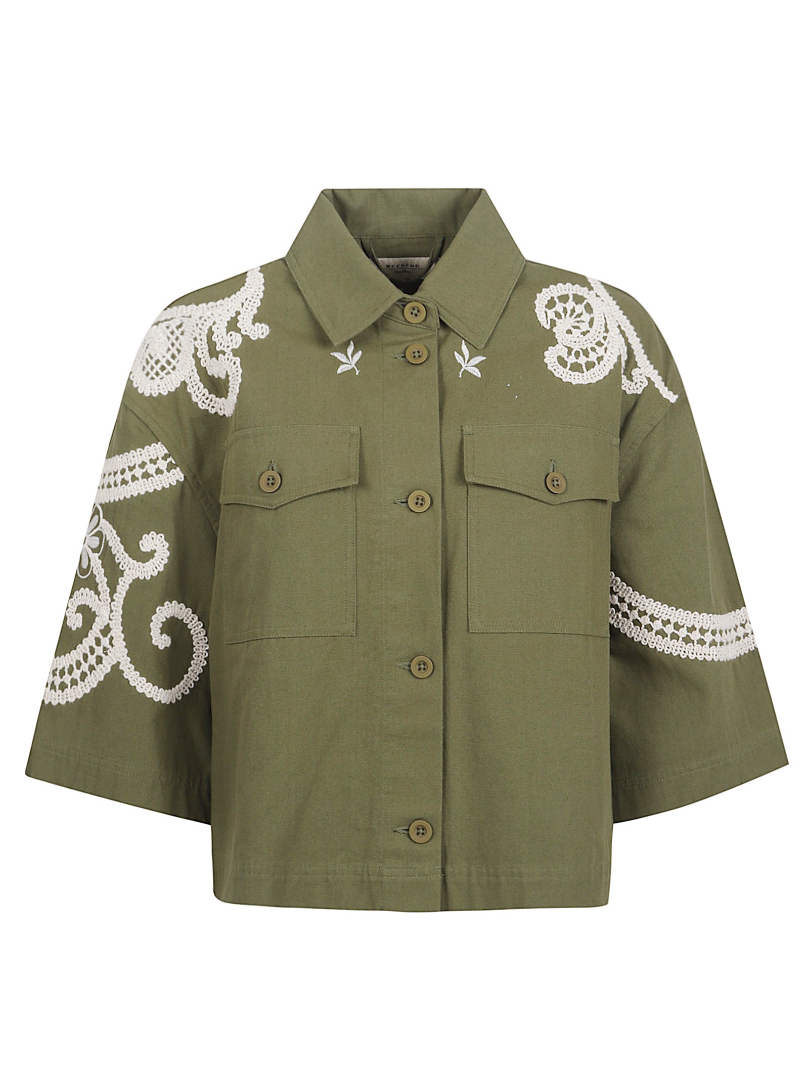 Short-Sleeved Boxy Fit Shirt with Embroidered Details