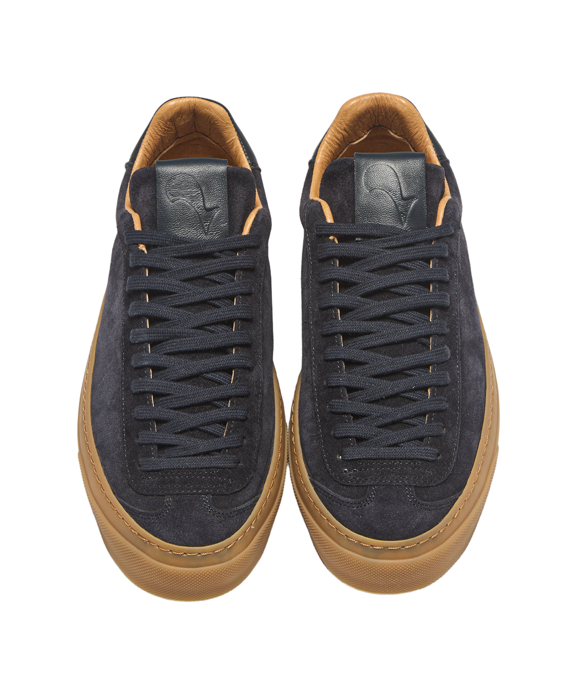 Navy Sneakers With Suede And Leather Craftsmanship
