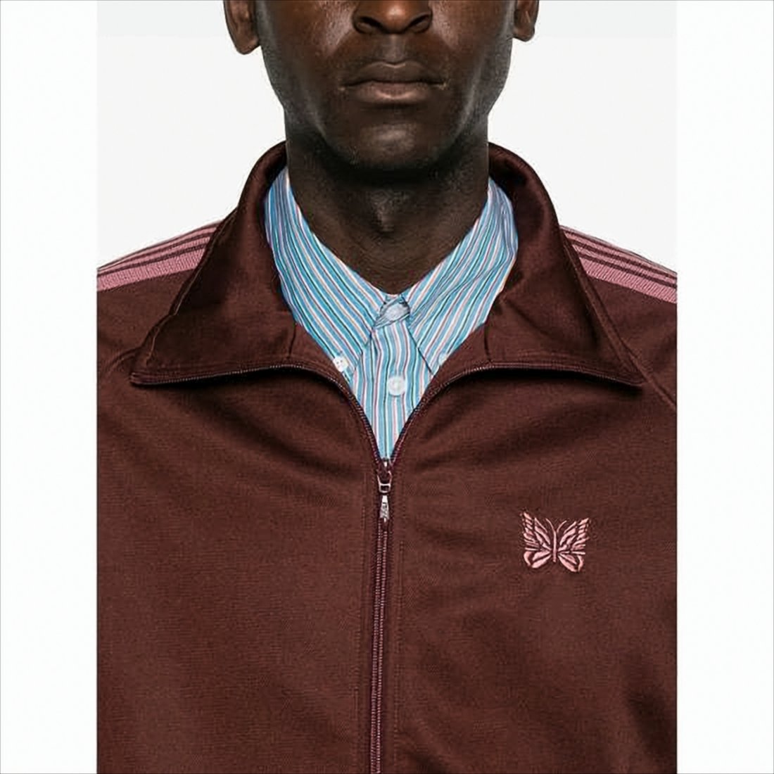 Smooth Polyester Track Jacket with Contrasting Stripes