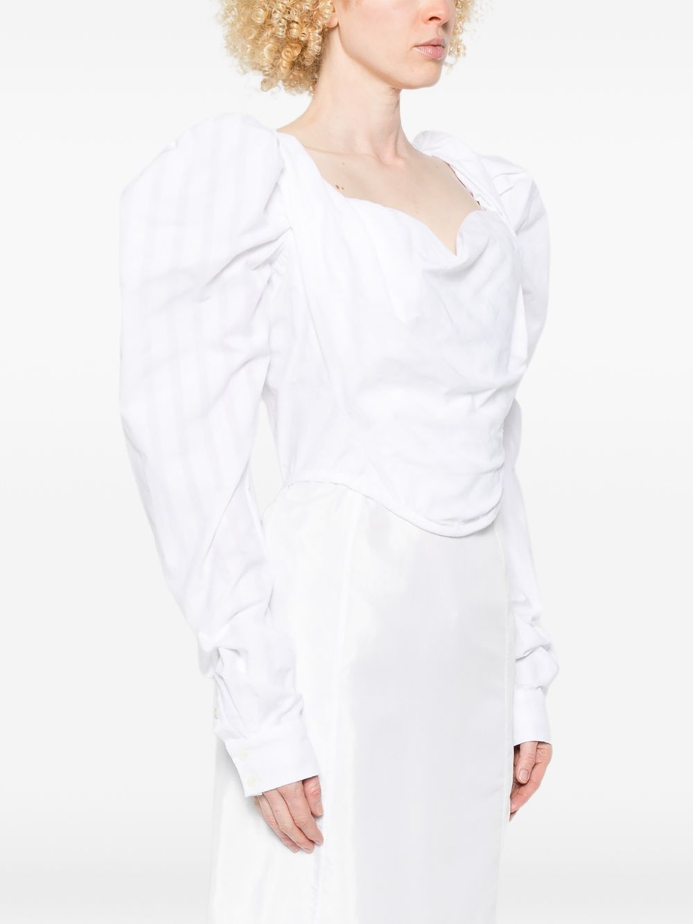 White Sweetheart Neck Puff Sleeve Top