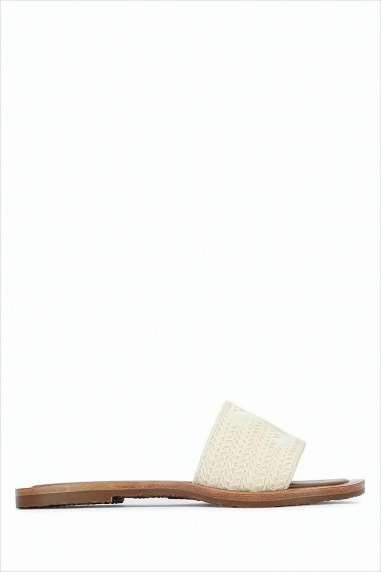 Textured Cotton Strap Celine Slip-On Mules