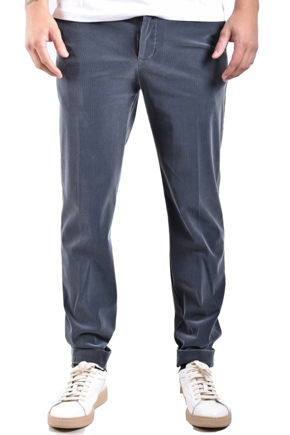 Tailored Grey Trousers With Subtle Pinstripe Design
