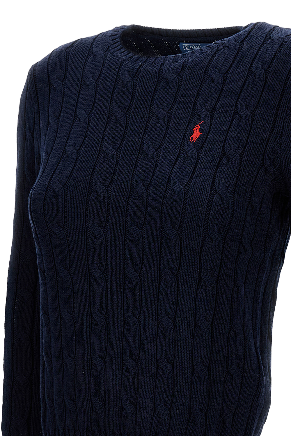 Cable-Knit Crew-Neck Pullover With Embroidered Logo