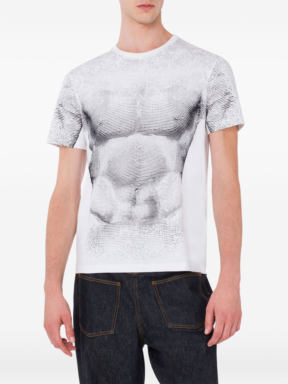Monochrome Print T-shirt with Sculpted Torso