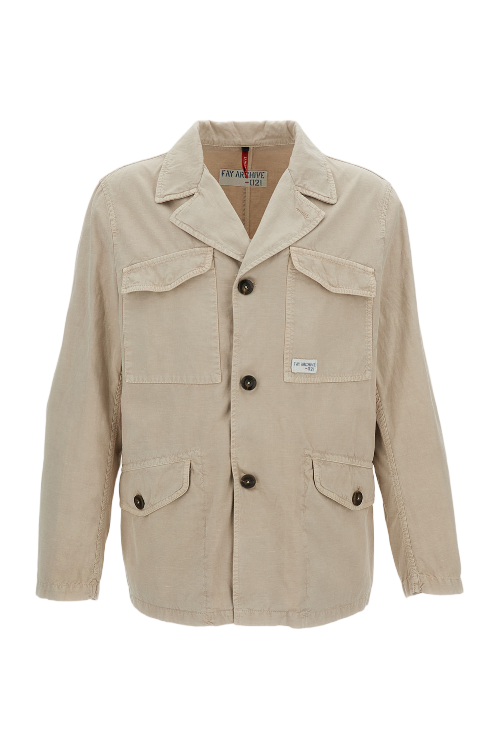 Unlined Utility Jacket in Garment-Dyed Cotton and Linen Gabardine