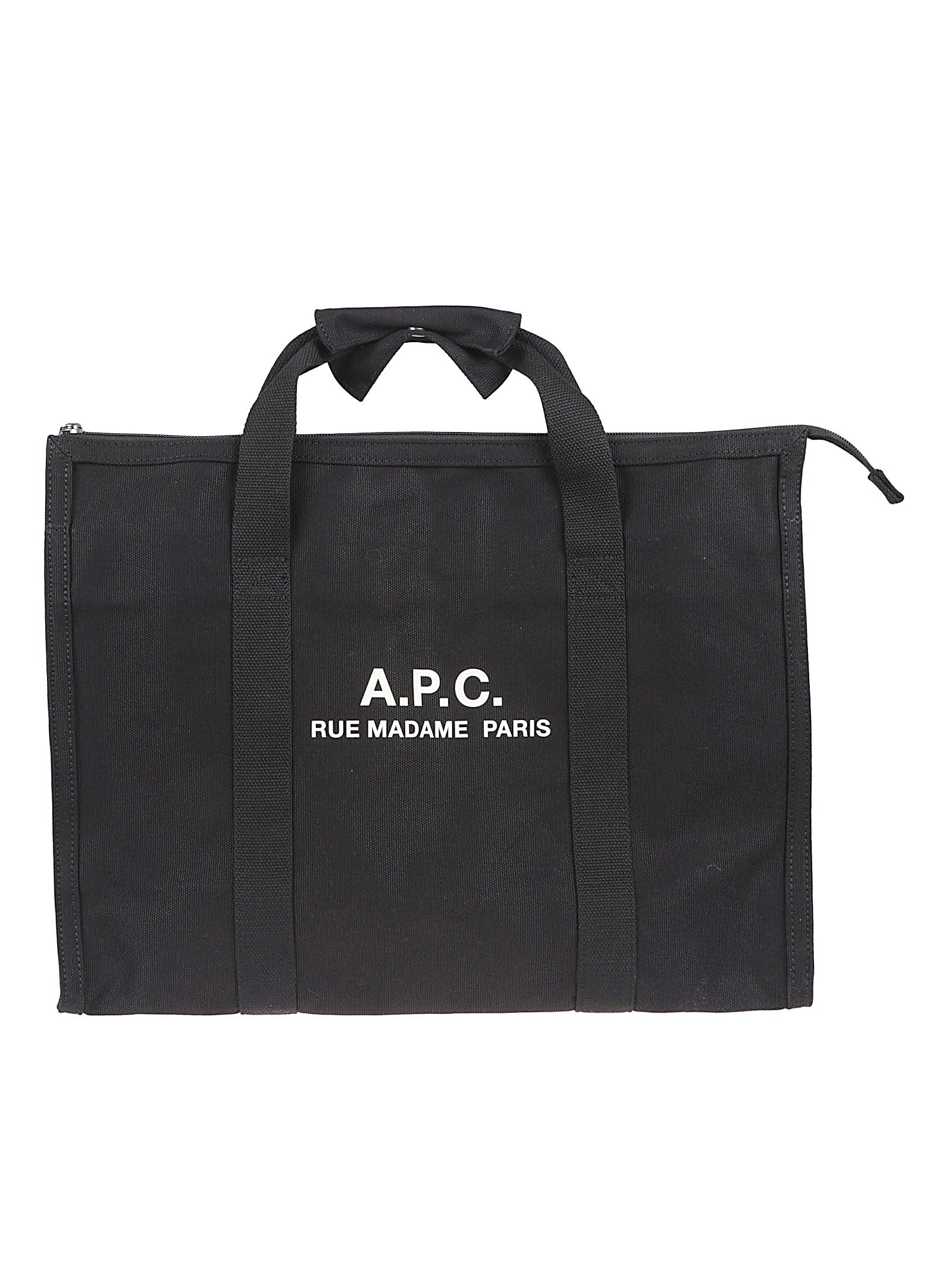 Large Black Cotton Tote Bag with Detachable Strap