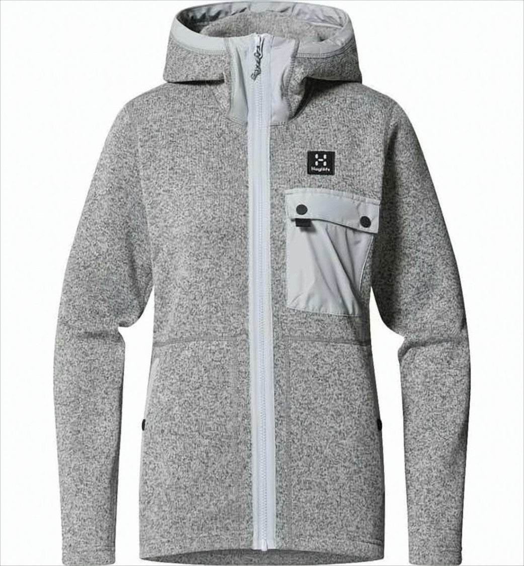 Heathered Grey Activewear Jacket with Attached Hood