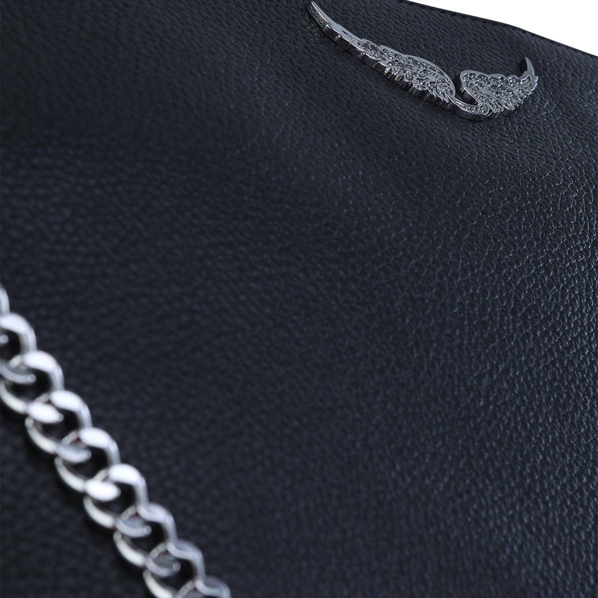 Grained Leather Shoulder Bag with Silver-Tone Hardware