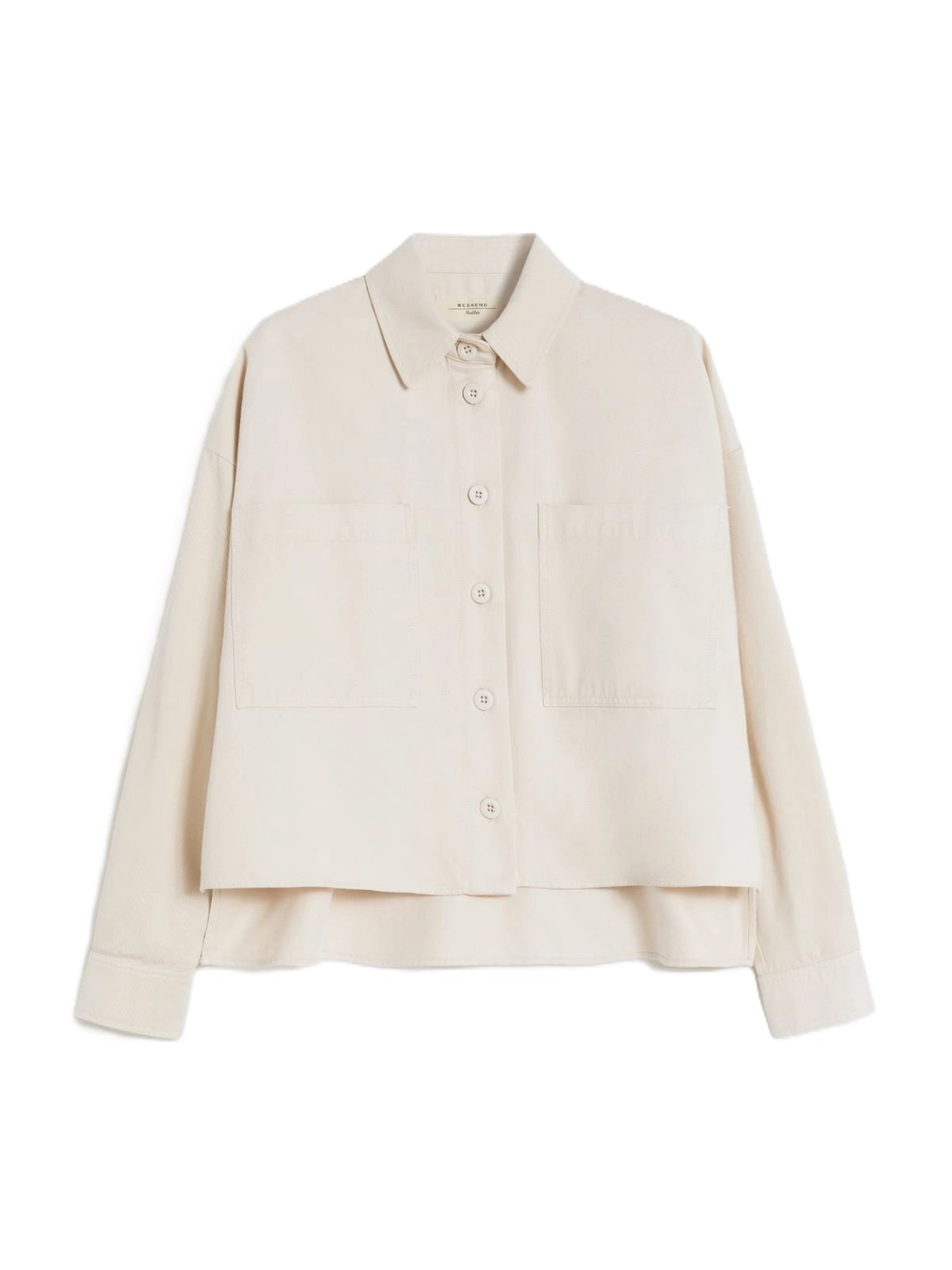 Boxy Cropped Shirt Jacket with Button-Down Front