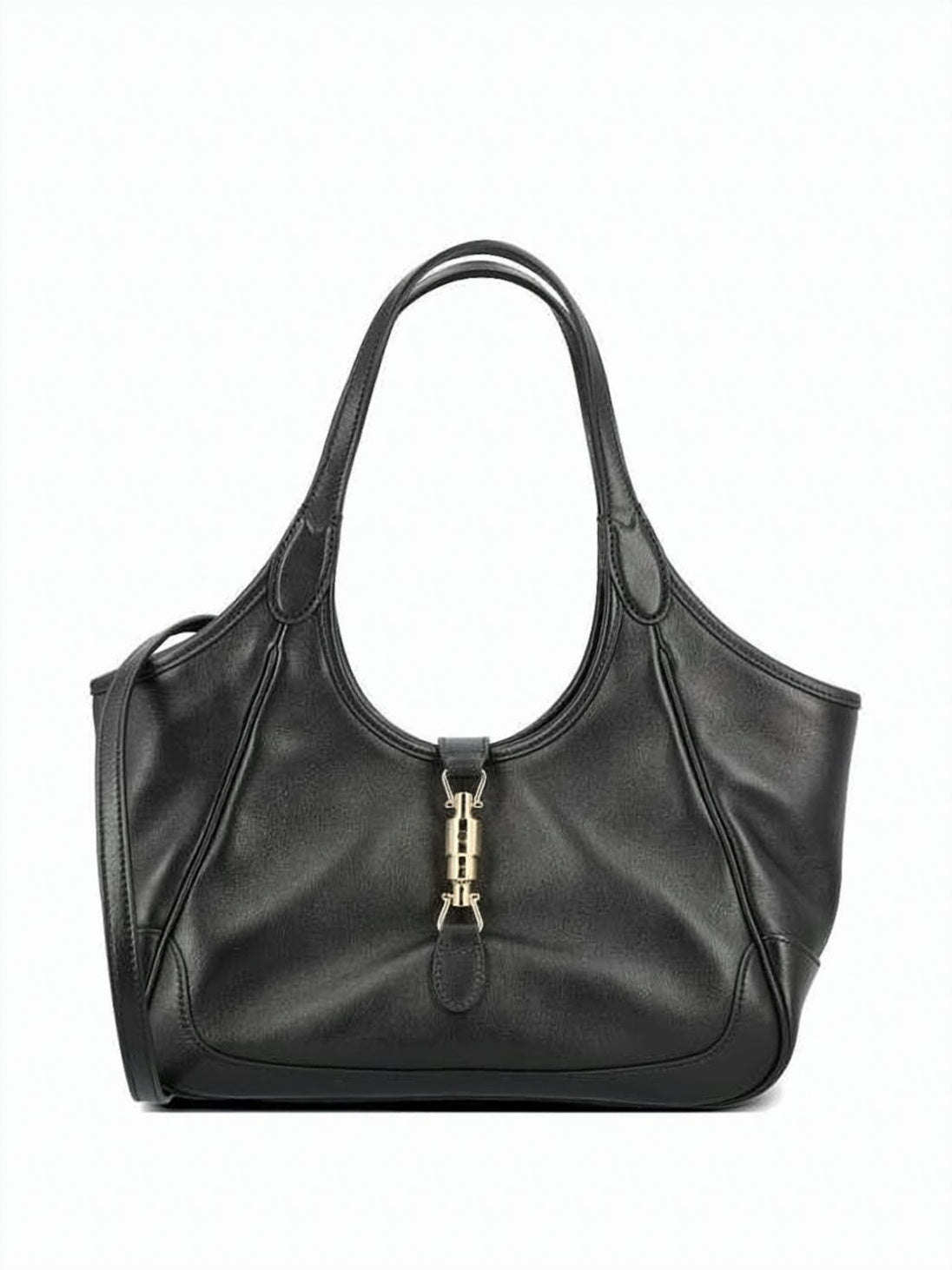 Smooth Leather Crossbody Bag with Gold-Tone Clasp Detail