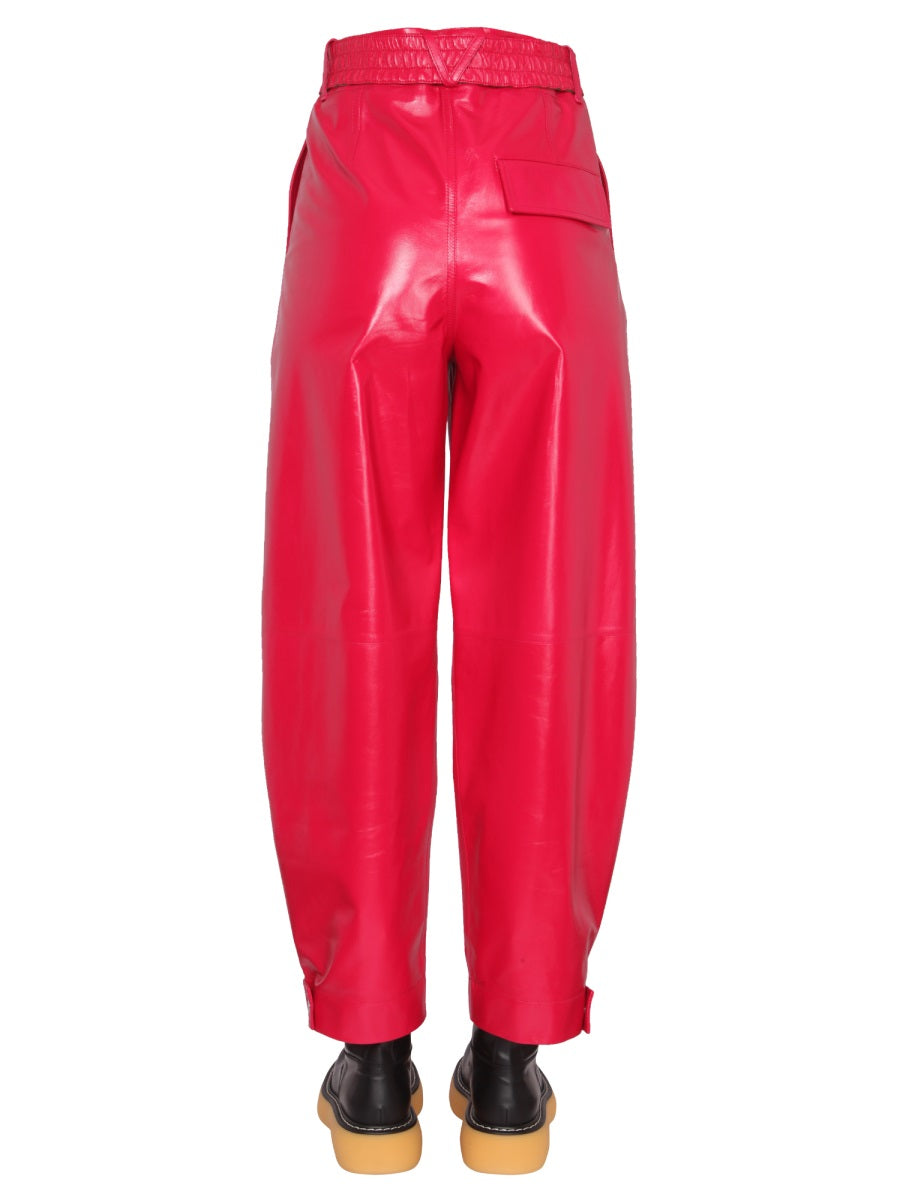 Sleek Black Leather Pants with Zip