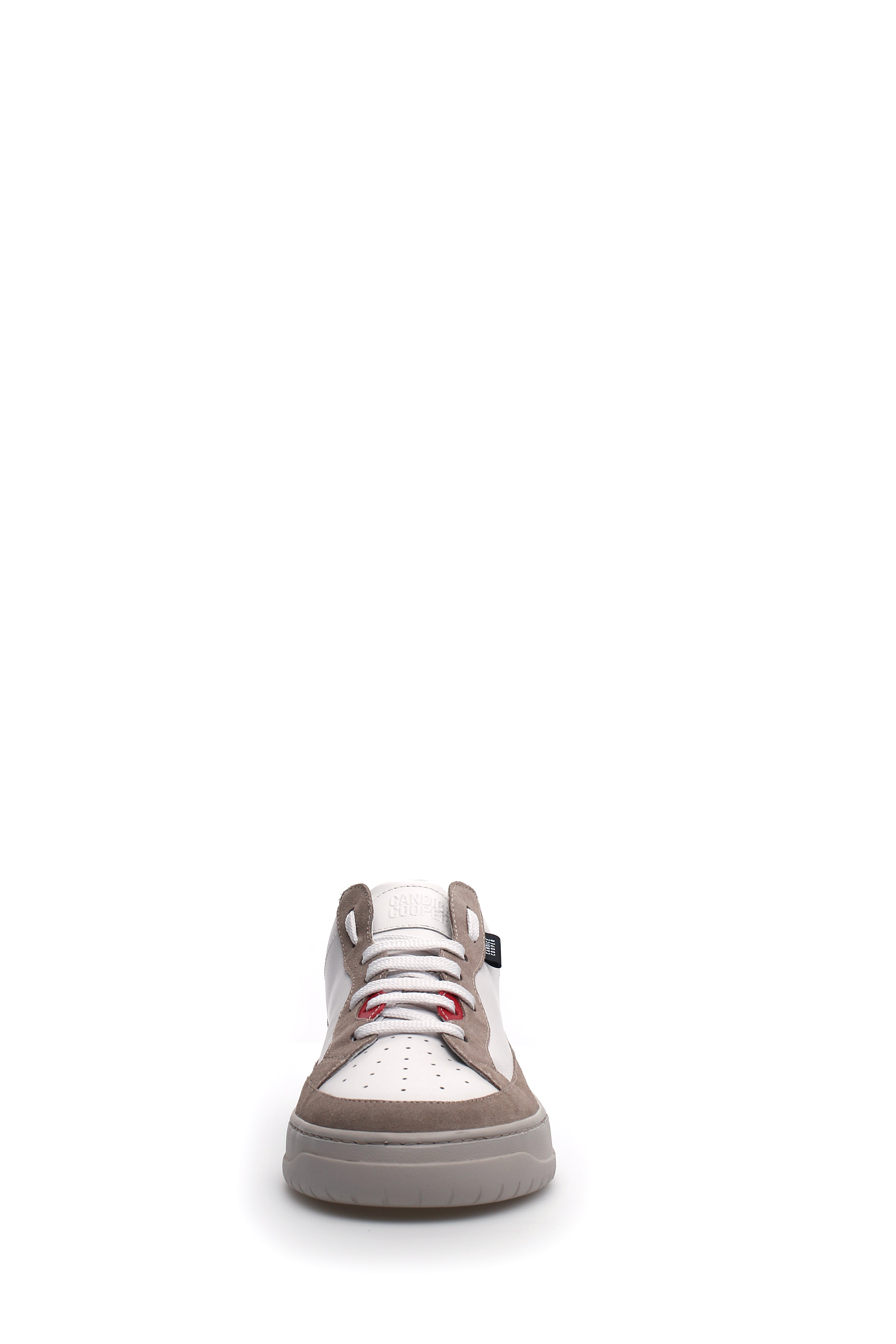 Laced Low-Top Shoes With Taupe Suede Overlays And Mustard Accents