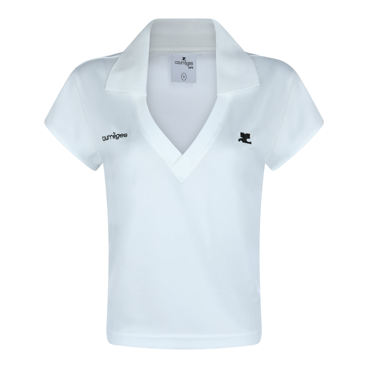 V-Neck White Polo Shirt