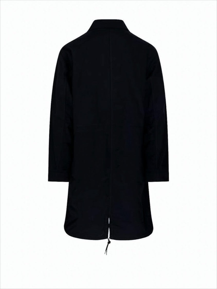 Button-Up Minimalist Coat With Adjustable Cuffs And Drawstring Hem