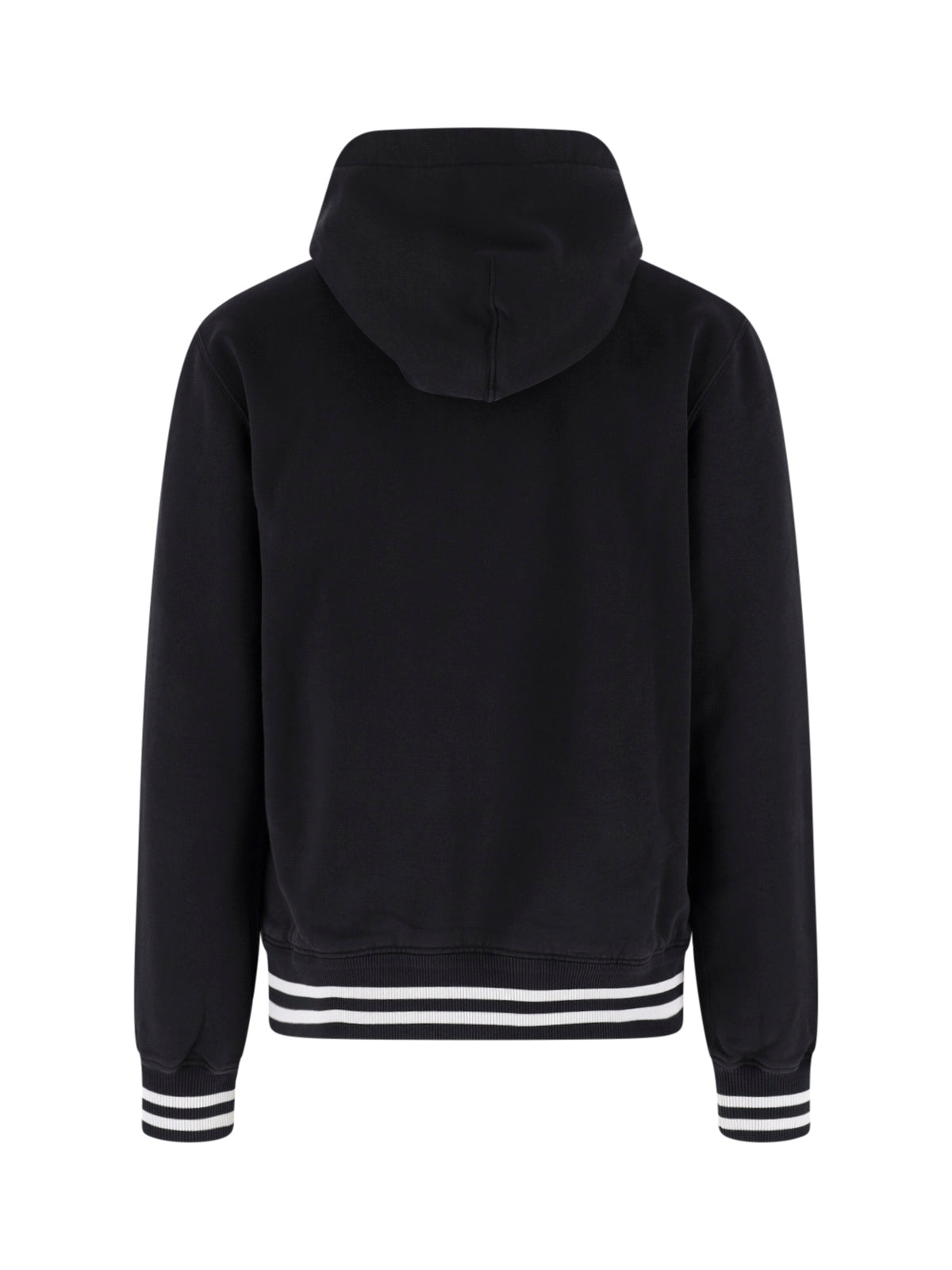 Black Contrasting Logo Cotton Hoodie