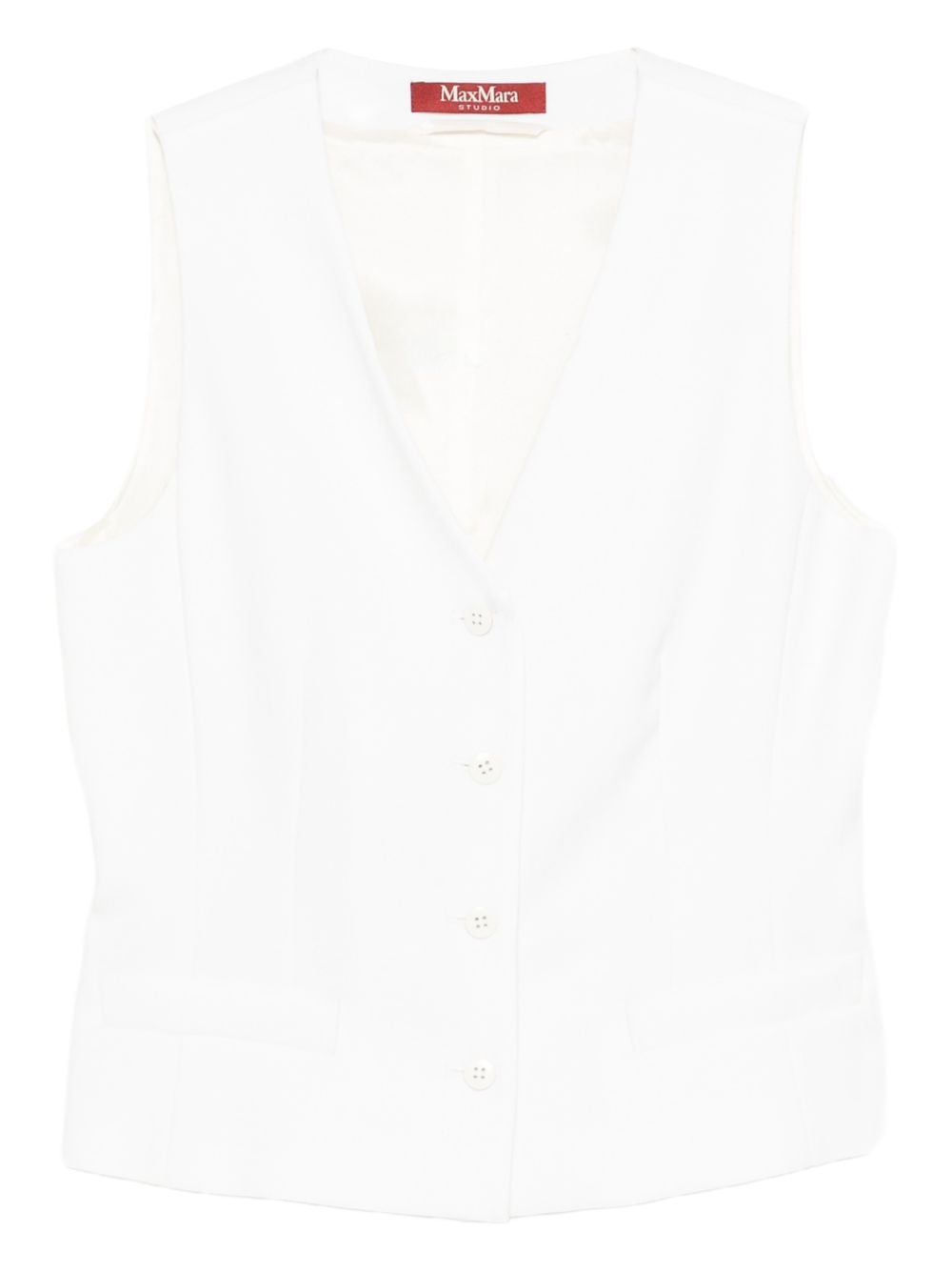 Slightly Fitted White Wool Vest