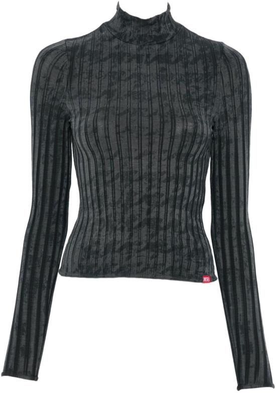 Fitted Long-Sleeve Top with Mock Neck