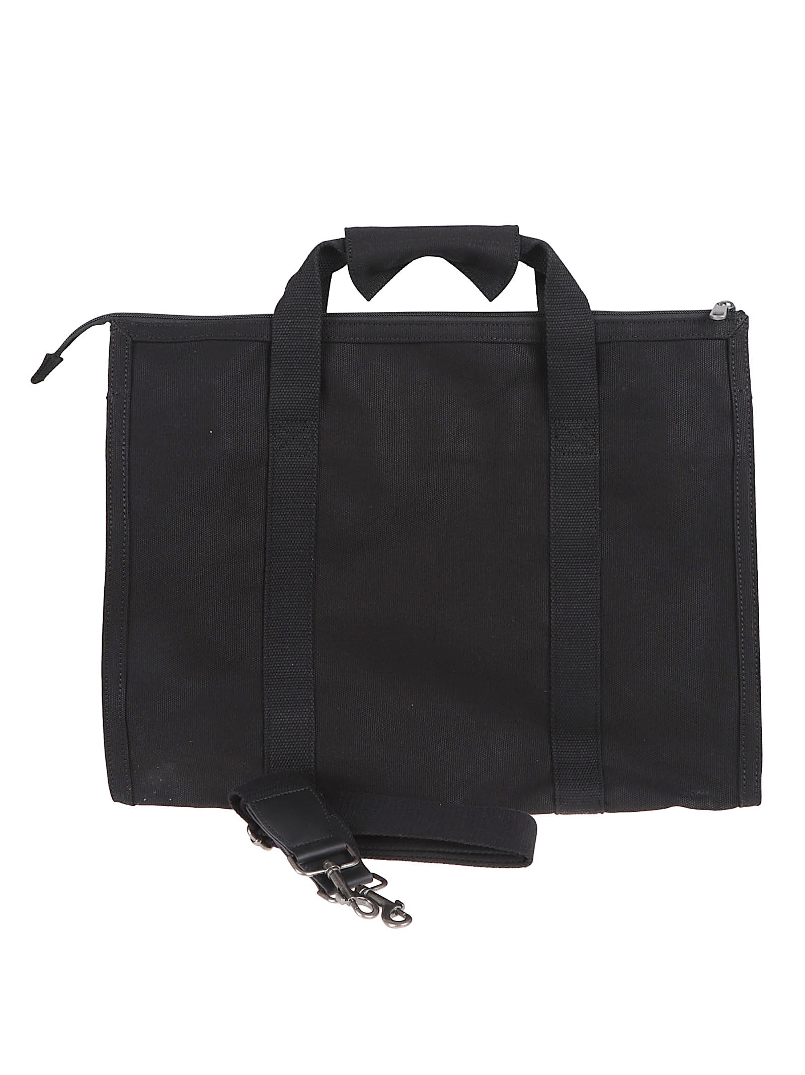 Large Black Cotton Tote Bag with Detachable Strap