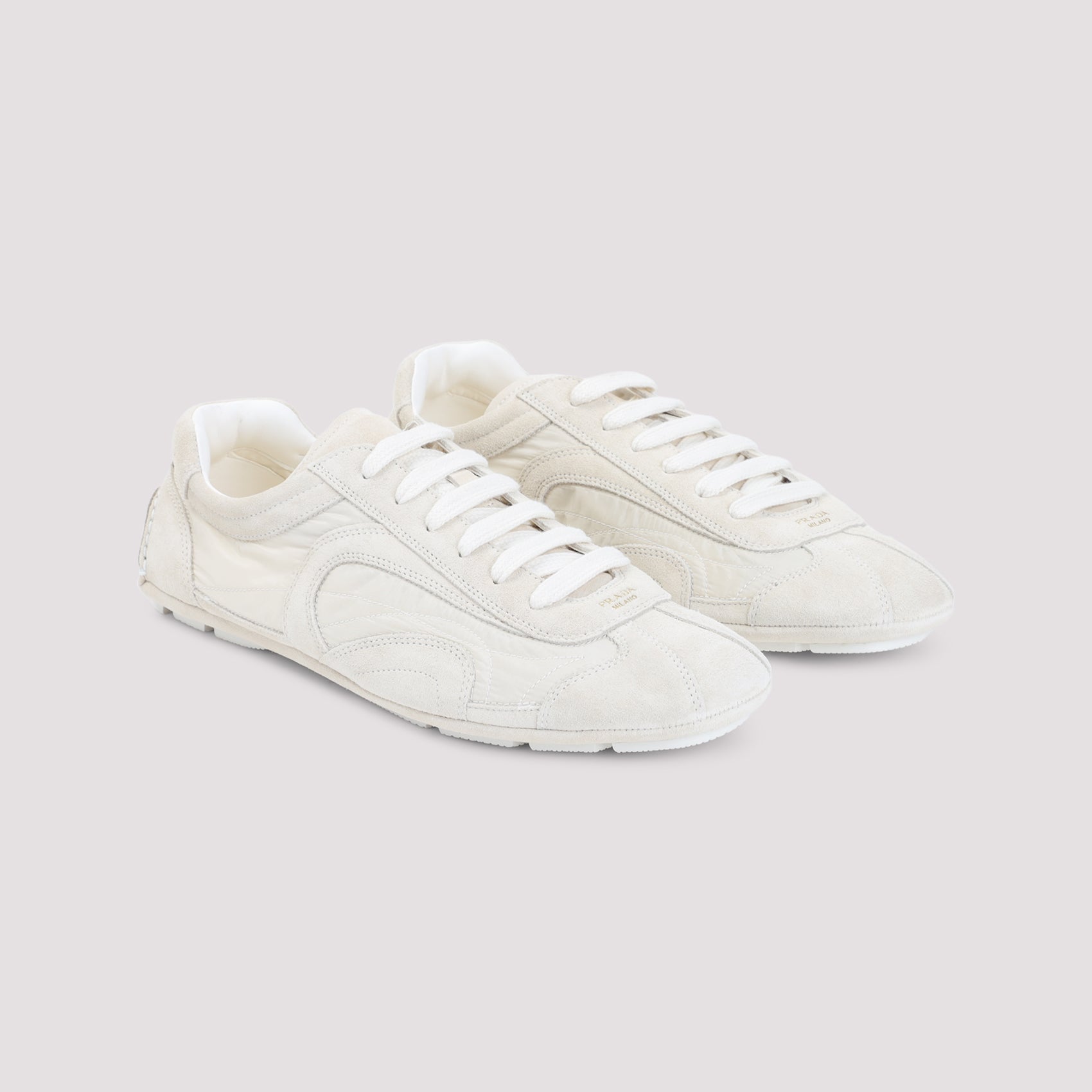 Ivory Re-Nylon Sneakers with Suede Accents