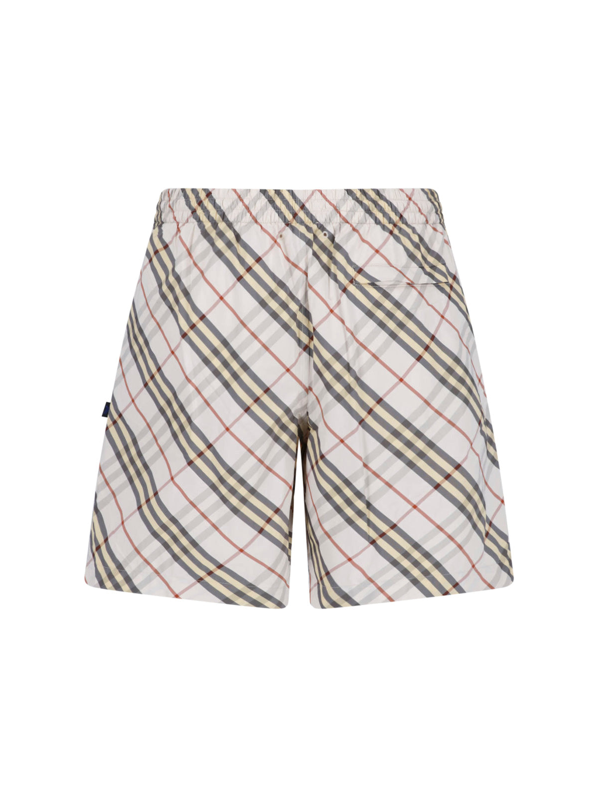 Beige Check Relaxed Drawstring Shorts