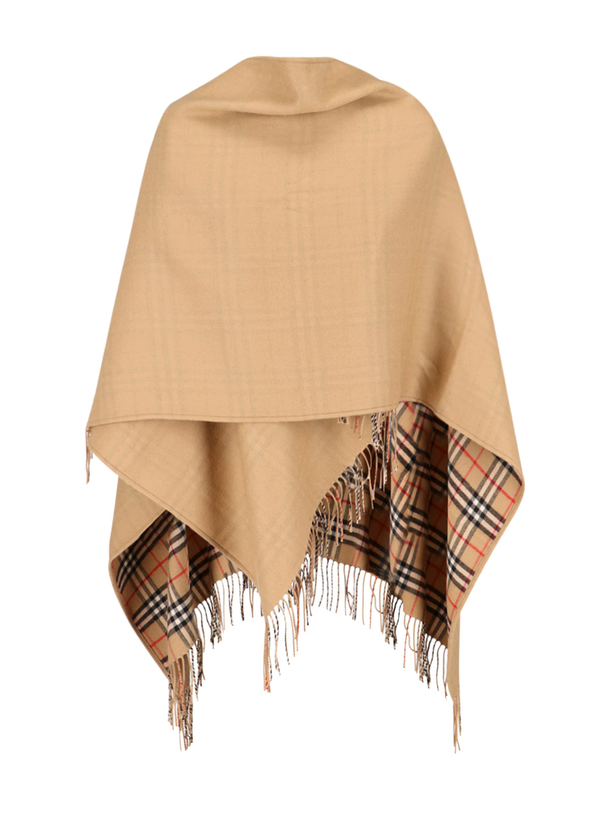 Reversible Merino Wool Mantle with Asymmetrical Hem