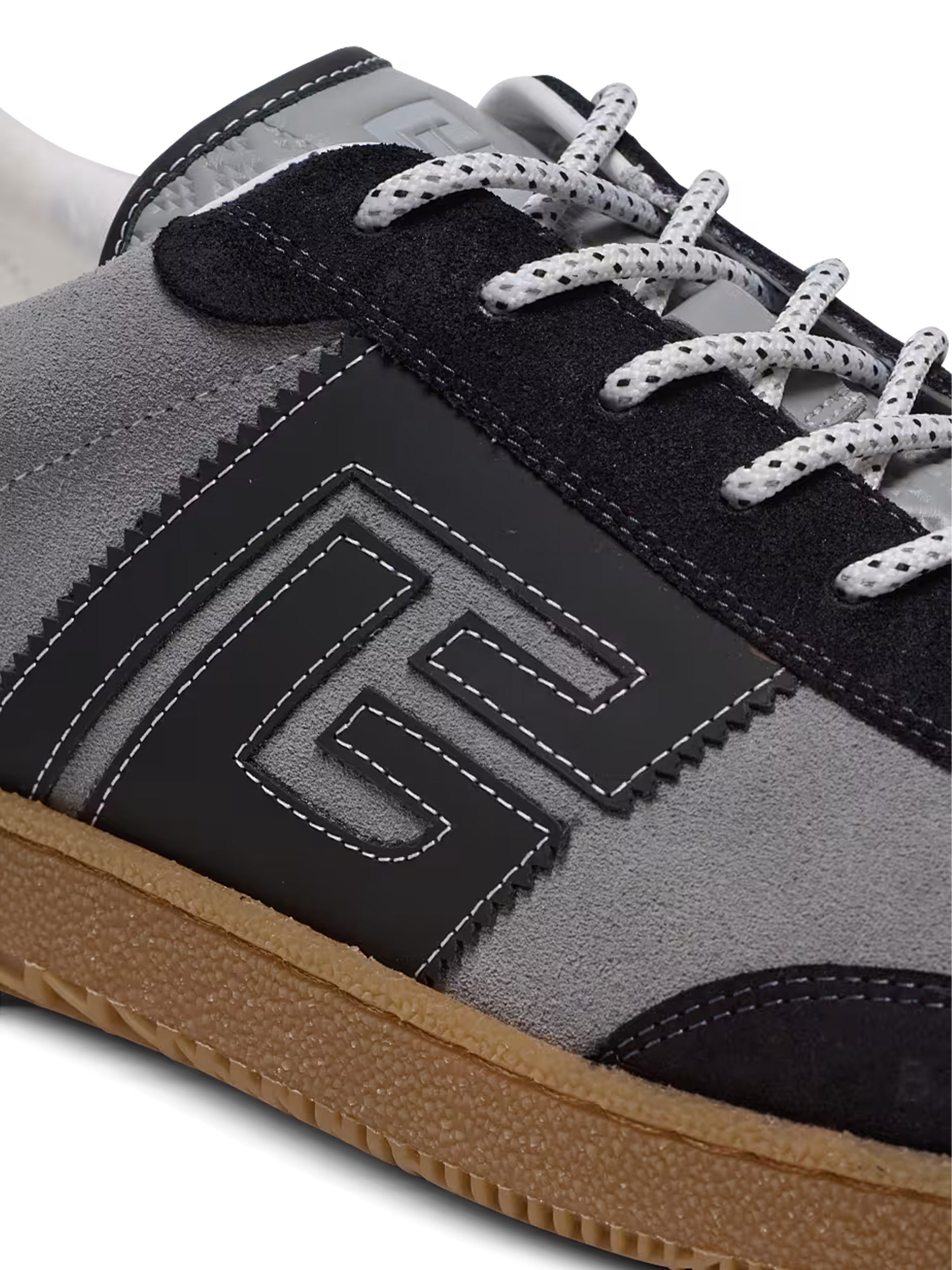 Grey Low Top Suede Panel Sneakers