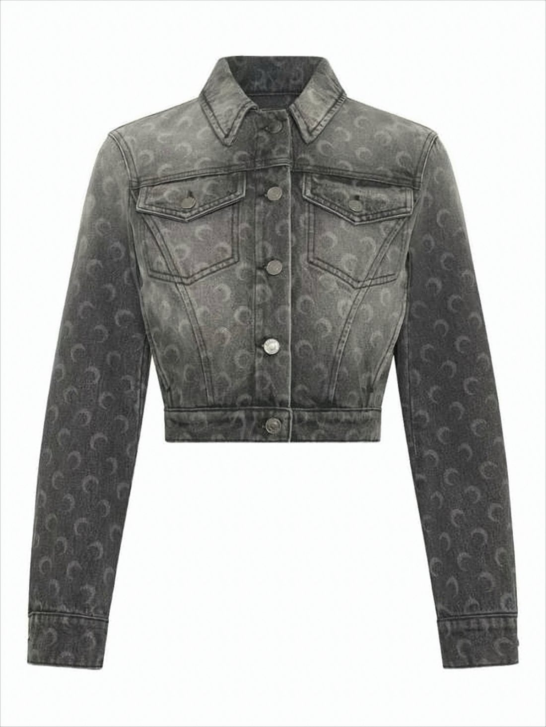 Faded Black Cropped Denim Jacket