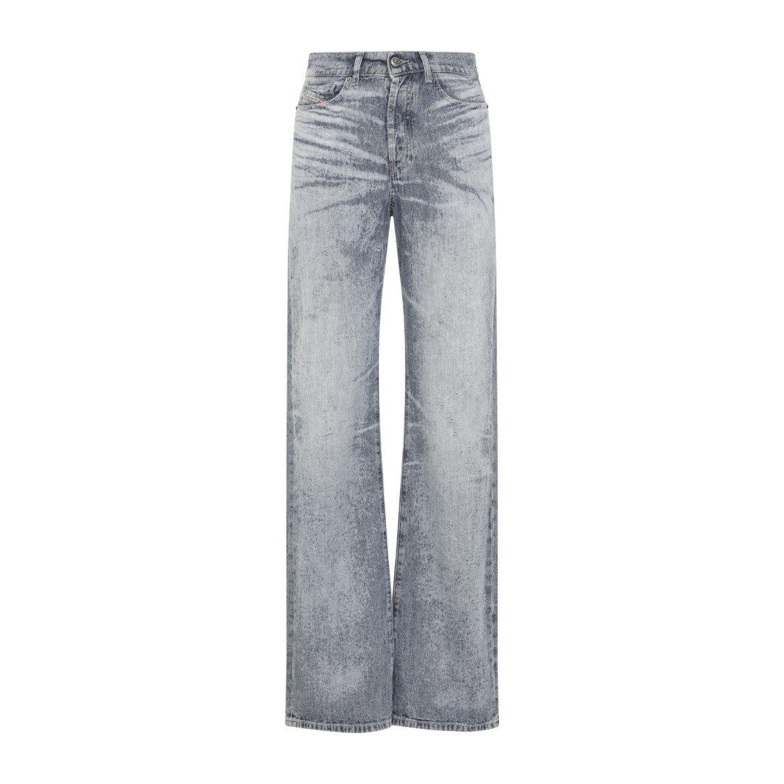 High-Waisted Wide-Leg Jeans With Vintage Acid-Wash Finish