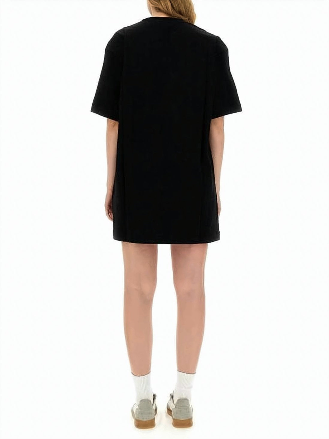 Oversized Black Mini Dress with Brushstroke Lettering